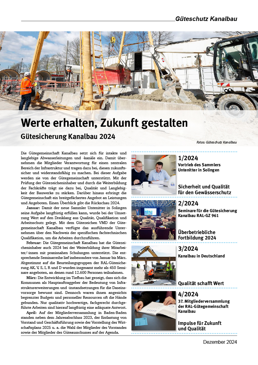 Gütesicherung Kanalbau 2024